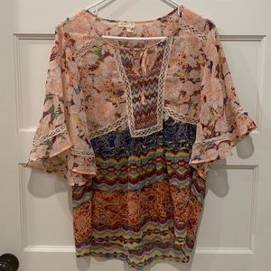 Anthropologie meadow rue womens prairie blossom boho top
